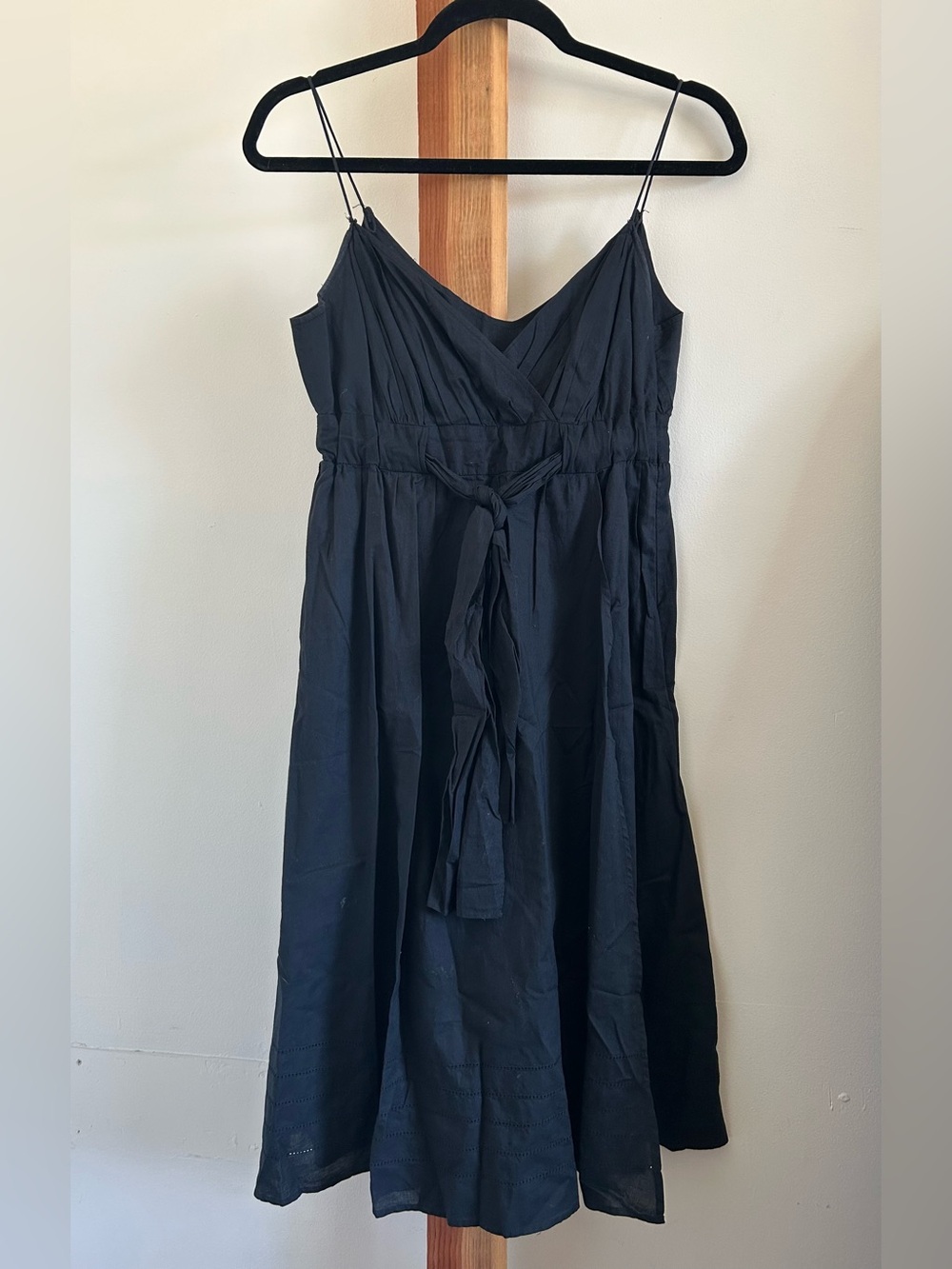 The Limited Black V-Neck Tie-Waist Midi Dress